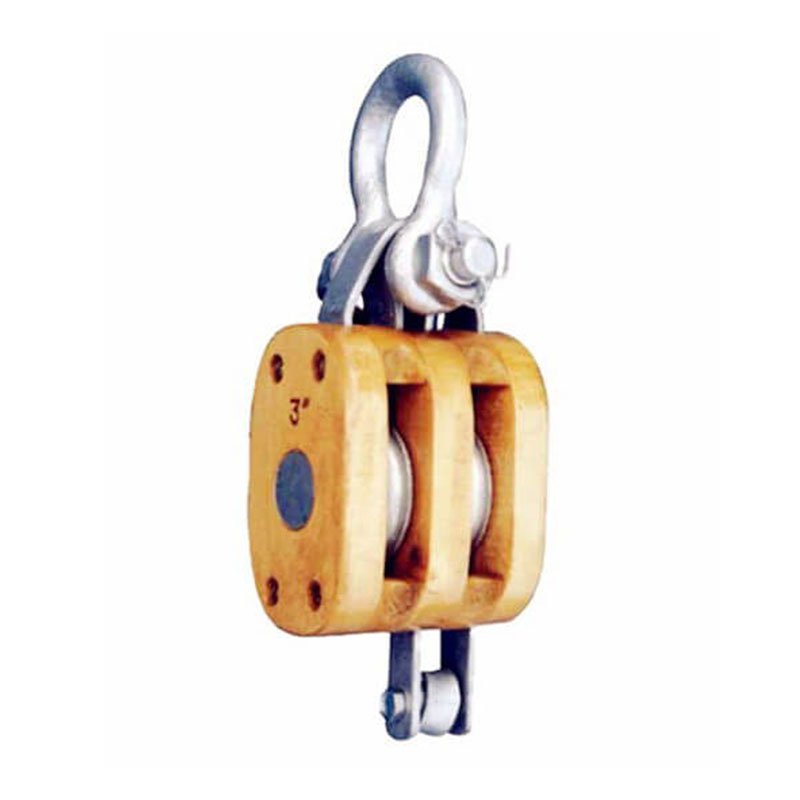 US Type Regular Wood Block Double Sheave with Shackle